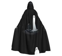 WHJSSF The ghost in front of the grave Printing Halloween Adult Hooded Cape Cloak - Super Large Hooded Cloak No Zipper