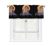 WHJSSF The horse at sunset Printing curtain with short pole, 54x18in for kitchen, bathroom, laundry room, and studio windows, featuring a light filtering