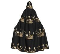 WHJSSF The King's Crown Printing Halloween Adult Hooded Cape Cloak - Super Large Hooded Cloak No Zipper