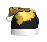 WHJSSF The little bear in the gold powder Printing Men's and women's plush Christmas hats, adult New Year's holiday party caps
