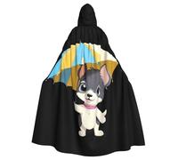 WHJSSF The little dog with an umbrella Printing Halloween Adult Hooded Cape Cloak - Super Large Hooded Cloak No Zipper