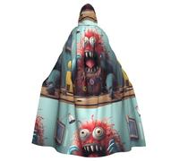 WHJSSF The Little Monster Calling Prints Halloween Adult Hooded Cape Cloak For Role-Playing, Stage Costumes, Parties Easy Care