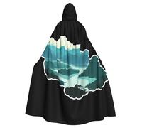 WHJSSF The Majestic Yangtze River Prints Halloween Adult Hooded Cape Cloak For Role-Playing, Stage Costumes, Parties Easy Care