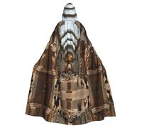 WHJSSF The Metropolitan Museum Of Art In New York Prints Halloween Adult Hooded Cape Cloak For Role-Playing, Stage Costumes, Parties Easy Care