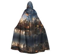 WHJSSF The New York City Skyline Prints Halloween Adult Hooded Cape Cloak For Role-Playing, Stage Costumes, Parties Easy Care