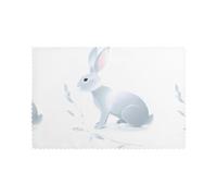 WHJSSF The silver branch of a rabbit Printing Placemats for Dining Table Set of 6 for Hotels, Homes, and Banquets as Decorative Table Decorations, Beautiful durable