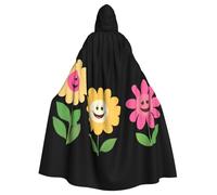 WHJSSF The smile of flowers Printing Halloween Adult Hooded Cape Cloak - Super Large Hooded Cloak No Zipper