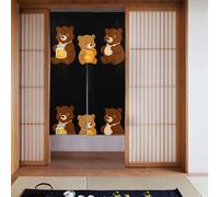 WHJSSF Three little bears eating honey Prints Curtain 2 Pcs Spliced 34x56in Good Drape, Smooth and Not Easily Wrinkled, Fabric curtains, room dividers