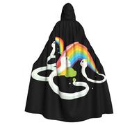 WHJSSF Three Little White Snakes Under The Rainbow Prints Halloween Adult Hooded Cape Cloak For Role-Playing, Stage Costumes, Parties Easy Care