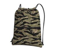 WHJSSF Tiger Stripe Camo Prints Drawstring Zipper Backpack - Lightweight Foldable Gym Bag for Travel, Yoga, Hiking & Everyday Essentials