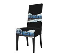WHJSSF Train Passing Through The Clouds Picture Protection Cover for Dining Chair - Soft, Comfortable, Wrinkle-Resistant Elastic Fits Most Armless Chairs