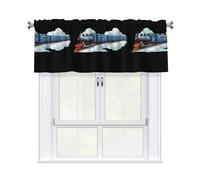 WHJSSF Train passing through the clouds Prints curtain with short pole, 54x18in for most standard or decorative curtain rods, for kitchens, bathrooms, laundry rooms