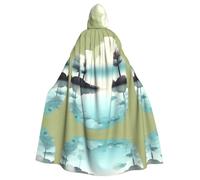 WHJSSF Tranquil Lakes Prints Halloween Adult Hooded Cape Cloak with Bow Tie for Costume Parties, Cosplay