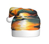 WHJSSF Tropical Beach Palm Tree Sunset Pattern Christmas Hat Durable for Adult for Halloween, Christmas, New Year