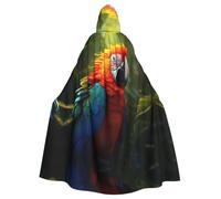 WHJSSF Tropical Parrot Prints Halloween Adult Hooded Cape Cloak For Role-Playing, Stage Costumes, Parties Easy Care