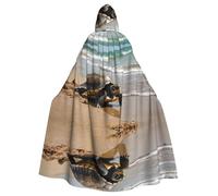 WHJSSF Turtle Crawling On The Beach Printing Halloween Adult Hooded Cloak for various party and carnival settings