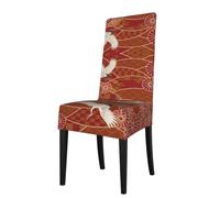 WHJSSF Two Cranes Chrysanthemums Prints Dining Chair Throws Stretch Slipcovers - Seamless Fit, Wrinkle-Free Comfort & Easy Care for Your Dining Room Chairs