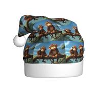 WHJSSF Two Monkeys Pattern Christmas Hat for Adult quality accessory soft, lightweight, and fluffy