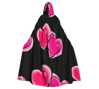 WHJSSF Two pink hearts Prints Hooded Cloak - Long Costume Throw, Soft Halloween Layer & Drawstring Tie