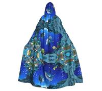 WHJSSF Underwater world fish dolphi Prints Hooded Cloak - Long Layer for Halloween & Cosplay Fun