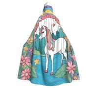 WHJSSF Unicorns By The River Prints Halloween Adult Hooded Cape Cloak For Role-Playing, Stage Costumes, Parties Easy Care