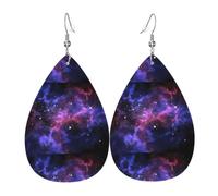 WHJSSF Universe Galaxy Star Space Prints Drip Leather Earrings - Stylish Faux Leather Drops for Women & Girls - Lightweight Dangling Charms for Party & Holiday Gifts