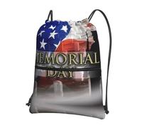 WHJSSF US Military Soldiers Patriotic Memorial Day Prints Drawstring Zipper Backpack - Lightweight Foldable Gym Bag for Travel, Yoga, Hiking & Everyday Essentials
