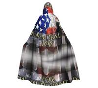 WHJSSF US Military Soldiers Patriotic Memorial Day Prints Hooded Cloak - Long Dramatic Throw for Costume Play