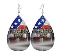 WHJSSF US Military Soldiers Patriotic Memorial Day Prints Teardrop Leather Earrings - Stylish Dangle Drops for Women, Lightweight Jewelry with Silver-Plated Hooks, Vibrant Colors for Parties & Gifts