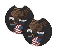 WHJSSF USA Patriotic Eagle with American Flag Prints Car Cup Coasters 2-Pack - Durable Neoprene Throw for a Spotless Ride - Protects Against Spills & Fits Most Vehicles