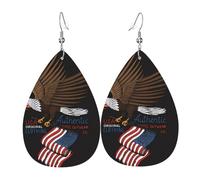WHJSSF USA Patriotic Eagle with American Flag Prints Dangle Water Drop Earrings - Chic Faux Leather Drops for Festive & Everyday Style