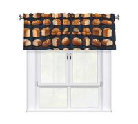 WHJSSF Valance rod short curtain 54x18in All Kinds Of Bread Printed home decoration soft touch light blocking for kitchen bathroom window