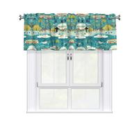 WHJSSF Valance rod short curtain 54x18in bus beach seaside scene Printed home decoration soft touch light blocking for kitchen bathroom window