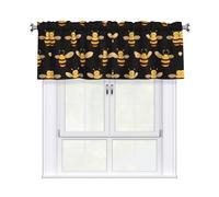 WHJSSF Valance rod short curtain 54x18in cartoon honey bee Printed home decoration soft touch light blocking for kitchen bathroom window