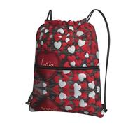 WHJSSF Valentine's Day Prints Drawstring Zipper Backpack - Lightweight Water-Resistant Sport Gym Travel Bag with Front Pocket & Internal Organizer