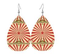 WHJSSF vintage circus background Prints Drip Leather Earrings - Stylish Faux Leather Drops for Women & Girls - Lightweight Dangling Charms for Party & Holiday Gifts