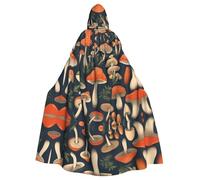 WHJSSF Vintage Edible Mushrooms Prints Halloween Adult Hooded Cape Cloak - Super Large Hooded Cloak No Zipper