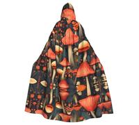 WHJSSF Vintage Mushrooms Prints Halloween Adult Hooded Cloak is a super large, comfortable, and durable cloak