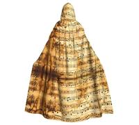 WHJSSF Vintage Music Note Art Prints Hooded Cloak - Long Layer for Halloween & Cosplay Fun
