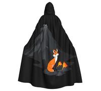 WHJSSF Volcano Fox Printing Halloween Adult Hooded Cape Cloak - Super Large Hooded Cloak No Zipper