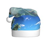 WHJSSF Water Rush to Tropical Beach Pattern Christmas Hat for Adult quality accessory soft, lightweight, and fluffy