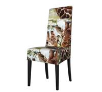 WHJSSF Watercolor Deer Giraffe Prints Dining Chair Throws Stretch Slipcovers - Seamless Fit, Wrinkle-Free Comfort & Easy Care for Your Dining Room Chairs