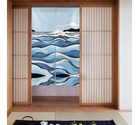 WHJSSF Waves lapping at the rocks Printed Door curtain partition splicing privacy protection suitable for kitchen, bathroom, room 34x56in