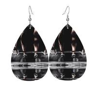 WHJSSF Weightlifting Sports Prints Teardrop Leather Earrings - Lightweight Dangle Earrings for Women, Vivid Color Faux Leather Drops with Silver Plated Hooks, Stylish Accessories for Parties & Gifts