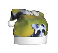 WHJSSF Well-behaved schnauzer Printed Christmas Hat for Adult for men and women clothing headband for festive occasions