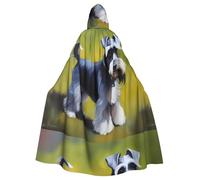 WHJSSF Well-Behaved Schnauzer Prints Halloween Adult Hooded Cape Cloak For Role-Playing, Stage Costumes, Parties Easy Care
