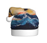 WHJSSF Whale jumping over the waves Picture Christmas Hat for Adult Making It a Fun and Durable Gift for Men and Women