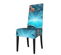 WHJSSF Whales under the sea Prints Protection Cover for Dining Chair - Soft, Comfortable, Wrinkle-Resistant Elastic Fits Most Armless Chairs