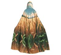 WHJSSF Wheat Among The Flowers Printing Halloween Adult Hooded Cape Super Large Hooded Cloak