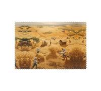 WHJSSF Wheat Harvest Prints Placemats Set of 6 12x18in - Heavy-Duty Polyester Table Covers Built for Durability & Heat Resistance